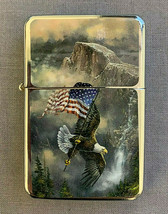 Patriotic Eagle American Flag Flip Top Oil Lighter Windproof - £11.65 GBP
