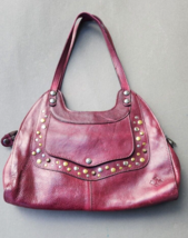 Patricia Nash Purse Ergo Vintage Inspired Burgundy Leather Rivets Flap H... - £68.33 GBP