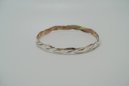 Vintage Silverplate Brass and Copper Bangle 2 5/8&quot; P1 - $7.92