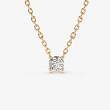 1Ct Rund Schliff Echter Moissanit 14k Rose Vergoldet Solitär Anhänger Halskette - £56.04 GBP