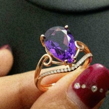 Anello di fidanzamento con ametista viola e diamante da 2,50 ct con... - £83.69 GBP