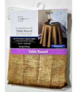 Mainstays Crushed Faux Silk Table Round Easy Care 70in Diameter Gold - $30.15 CAD