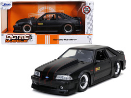 1989 Ford Mustang GT &quot;Hooker&quot; Matt Black with Red Stripes &quot;Bigtime Muscle&quot; 1/... - £29.26 GBP