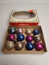 12 Vintage Glass Feather Tree Mini Christmas Ornaments Shiny Brite 25mm Mixed - £25.98 GBP