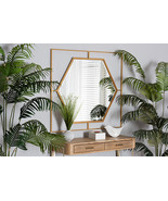 Caelia Modern Antique Goldleaf Metal Accent Wall Mirror - $3,922.21 MXN