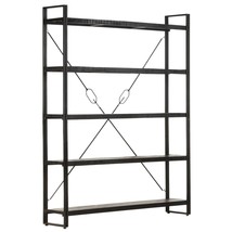 5-Tier Bookcase Black 140x30x180 cm Solid Mango Wood - £221.50 GBP