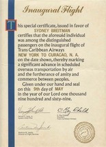 Trans Caribbean Airways Inaugural Flight Certificate New York Curacao 1969 - £29.48 GBP