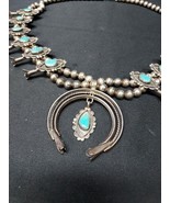 Rare Vintage Navajo Sterling Silver Squash Blossom Turquoise Necklace &amp; ... - $18,338.45 MXN