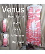 Venus Peach &amp; White Tie Dye Lace Ruffled Detail Hem Goddess Maxi Dress S... - £22.98 GBP