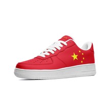Chinese Flag Shoes for Men &amp; Women | Custom Leather China Flag Sneakers ... - £76.09 GBP