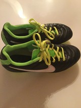 Nike cleats Size 4.5Y soccer softball baseball Tiempo black green sports... - $29.99