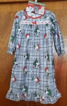 Peanuts Christmas Flannel Granny Nightgown Dress Pajamas Snoopy Plaid Girls NWT - £13.58 GBP
