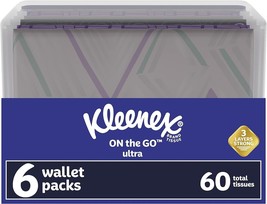 6 pack of Kleenex ON the GO Ultra Soft 3-ply Facial Tissues 60 Total Tis... - £8.76 GBP