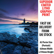Awesome Lighthouse Night Scene A2 Poster Print 59cmx42cm BLPA2P38 - £6.32 GBP