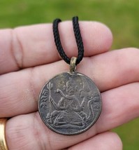 Hindu Shivji Maharaj Nandi Bull Token Coin pendant Locket in black thread PP19 - £29.17 GBP