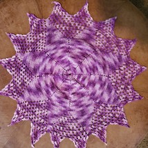 Vintage Crochet Doily 23 Inch Purple Star - £25.17 GBP