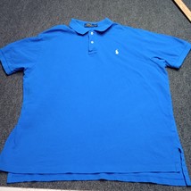Polo Ralph Lauren Shirt Men XL Solid Blue Rugby Pony Collared Golf Top - £14.47 GBP