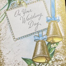 Vintage 1958 Wedding Message Congratulations Greeting Card Bells Lily Of... - $9.99