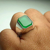 Green Onyx Ring, 925 Sterling Silver, May Birthstone, Husband Gift, Gift For him - £61.56 GBP