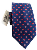 Roundtree &amp; Yorke Men Blue Red Hearts 100% Silk Tie Nwt New - £10.28 GBP