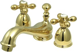 Restoration Mini Widespread Lavatory Faucet With Metal Cross Handle, Polished - £166.48 GBP