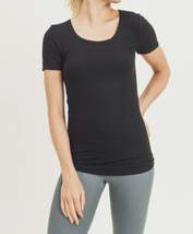 Mono B Short Sleeve Top T-Shirt Large Ribbed Curved Hem Scoop Neckline B... - £36.27 GBP