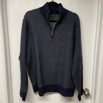 J.Crew Mens 100% Lambswool Quarter Zip Pullover Sweater Blue Size XL Warm - £33.31 GBP