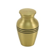 New, Solid Brass Classic Bronze Keepsake Funeral Cremation Urn, 5 Cubic Inches - £47.44 GBP