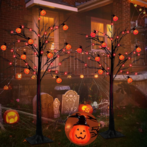 2 Pack 4FT Prelit Black Halloween Tree with Timer 20 Jack-O-Lantern Pump... - $974.49 MXN