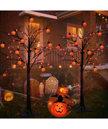 2 Pack 4FT Prelit Black Halloween Tree with Timer 20 Jack-O-Lantern Pump... - $974.49 MXN