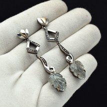 Natürlicher blauer Turmalin geschnitzter Diamant 18K Gold 925 Silber... - $323.10