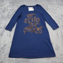 B AB Shirt Womens 38 Blue 3/4 Sleeve Scoop Neck Tunic Knit Print Cotton Blouse - £17.97 GBP