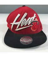 Miami Heat Snapback Hat Red Black Large Logo Mitchell Ness Hardwood Clas... - £13.37 GBP