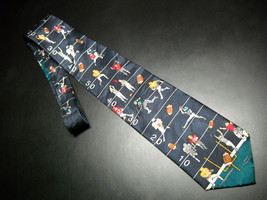 Museum Artifacts Neck Tie Football Theme Players on Field Referees and Goalposts - £10.38 GBP