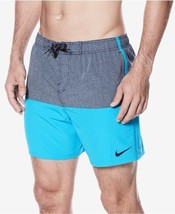 Nike Mens Split Volley Swim Shorts Trunks 9” Blue Gray Obsidian Pockets NEW XL - £44.05 GBP