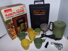 Vintage Montgomery Ward KAR-&#39;N-HOME Portable 120/12V Coffee Maker Travel Kit - £55.35 GBP