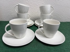 Christopher Stuart CAFE WHITE pattern Cups &amp; Saucers set of 6 - £55.94 GBP