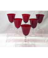 HOME ESSENTIALS Water Goblet RUBY RED 7.25&quot; Beverage Glass  - UNUSED Set... - $57.69 CAD