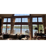 Custom Rose Floral Stripe 4pc 96x123 Check Tab-Top Drapery Panels &amp; Tieb... - $6,420.43 MXN