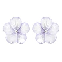 Lavender Mother of Pearl Flower Sterling Silver Post Earrings - £14.95 GBP