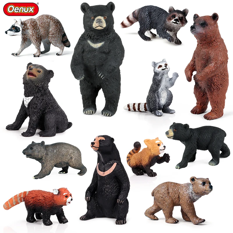 Oenux Simulation Wild Figurines Black Bear Wombat Raccoon Model Action Figures - £9.08 GBP+