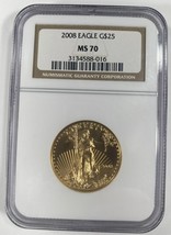 2008 G$25 1/2 Oz. Gold American Eagle Graded by NGC as MS-70 - £1,143.27 GBP
