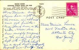 Looking North From Pier Ocean City MD Maryland 1952  Chrome Postcard B6 - £2.33 GBP