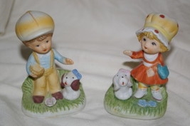 Homco 2 Boy &amp; Girl with Big Hats 1430 Home Interiors &amp; Gifts - £5.50 GBP
