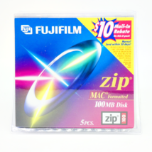 FujiFilm 100MB Zip Disk 5-Pack Brand New Sealed IBM Formatted Mac Compat... - $15.83
