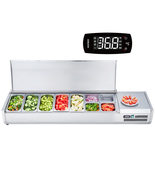 VEVOR Refrigerated Condiment Prep Station, 160W Stainless Steel Cover, 9... - $824.99