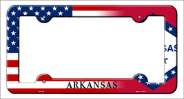 Arkansas|American Flag Novelty Metal License Plate Frame LPF-443 - £14.98 GBP