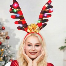 Light Up Christmas Reindeer Headbands Xmas Tree Hairband Antler Hair Hoop Led Xm - £26.35 GBP