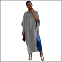 Long Loose Cashmere Cape Tunic Hoodie Open Slit Sides Five Colors And Four Sizes image 6