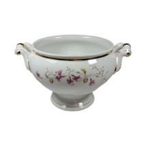 Vintage Porcelain 8&quot; Tureen Casserole No Lid White Pink Floral  Flowers ... - $46.72